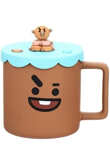 Miniso BT21 Collection Shooky Ceramic Cup with Silicone Lid, 425 ml Capacity
