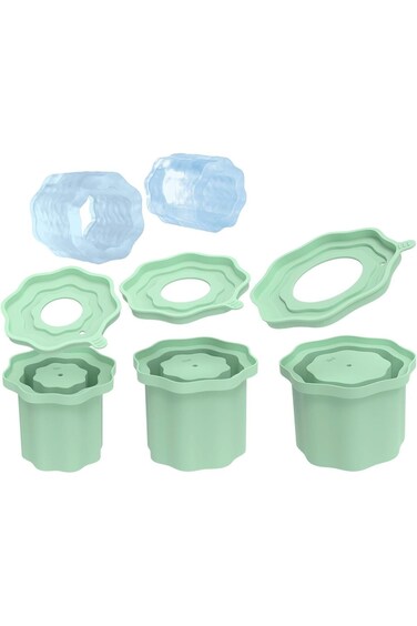 قالب مكعبات ثلج Excefore Tumbler، 3 قطع من قوالب مكعبات الثلج السيليكونية مع غطاء، قالب كرة ثلج الويسكي لمشروبات الثلج