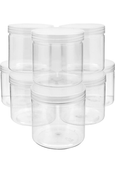 Juvale 8 Pack Clear 12 oz Plastic Jars with Lids, Slime Containers for Kids DIY Crafts