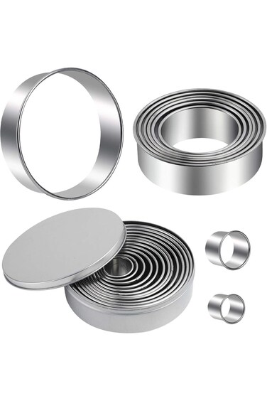 Winerming Round Cookie Cutters Set 12 Pieces Bistcuit Cookie Cutters Circle Pastry Cutters Round Do