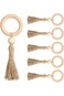 Khazna Fall Napkin Rings Set of 6 Farmhouse Napkin Ring Holders with Tassels Handmade Rustic Napkin