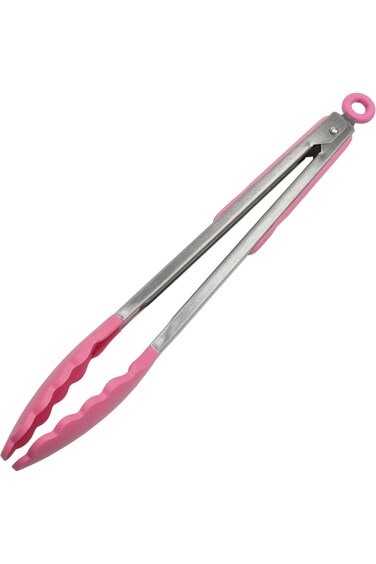 Chef Craft Premium Silicone Cooking Tongs, 12 inch, Pink
