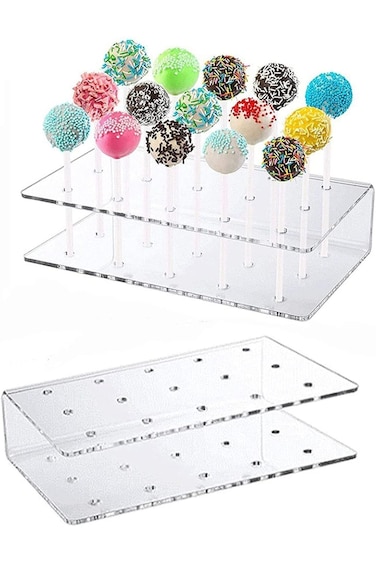 حامل مصاصات JICUICUI، حامل مصاصات الكيك، حامل عرض شفاف، رف عرض لحفلات الزفاف