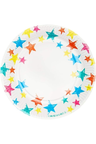 Talking Tables Pack of 12 Colourful Star Paper Plates   Kids Birthday Party   Partyware Supplies De