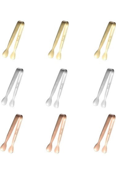 ملقط ثلج كاست ويف، 9 قطع ملقط سكر، ملقط صغير من الفولاذ المقاوم للصدأ بطول 11 سم لتقديم المقبلات للحفلات