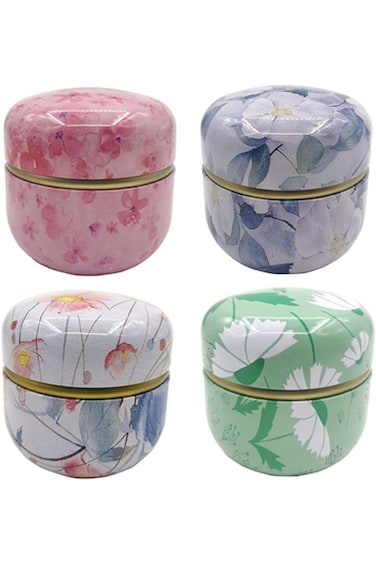 Metal Empty Tins Box, Round Gift Candy Loose Tea Storage Organizer Flower Tinplate Containers Mini