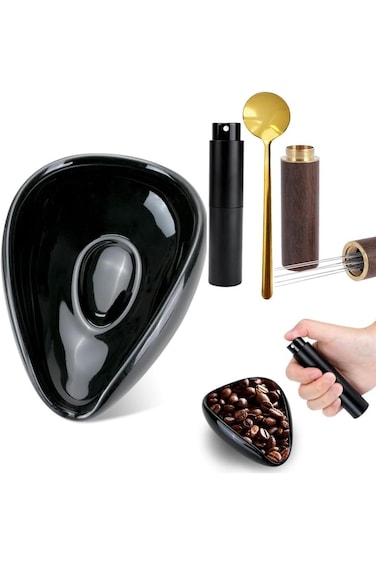 BOOM Coffee Bean Dosing Cup, Ceramic Vessel, Spray Bottle, Espresso Stirrer and Spoon Set, Single D