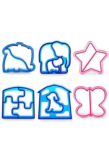 Oasisgalore 6 Pack Sandwich Cutters and Bread Crust Shape Remover for Kids, Cute Animals Shapes Toa