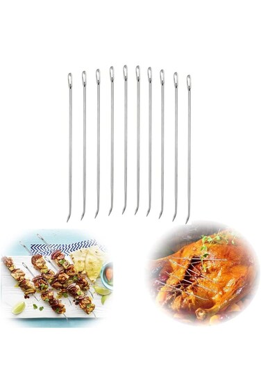 ELECDON Roasting Trussing Needles, Meat Trussing Needle Stainless Steel Cooking Needles Poultry Tru