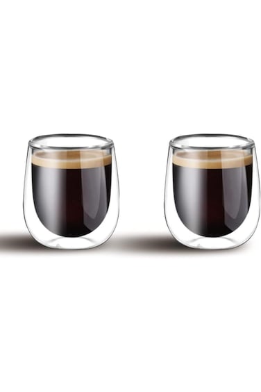 Cuisine Art Double Walled Glass Coffe Cups 2-Piece Set, 80 Ml Capacity, Gc-308-80