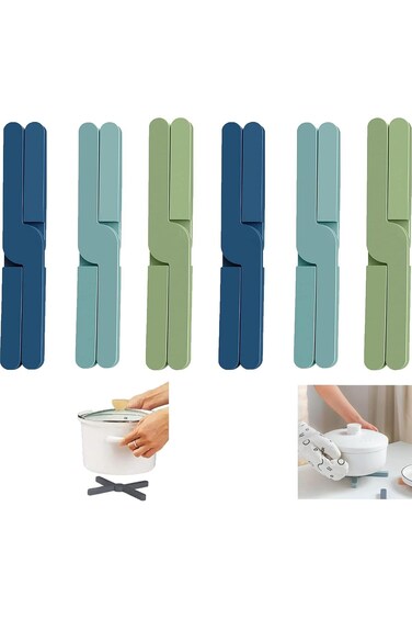 6 Pack Folding Silicone Trivet, Folding Pot Stand, Non Slip Pot Holder, Silicone Mats for Worktops