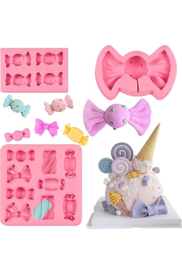قوالب حلوى مصاصات سيليكون من Tazweeq، مجموعة قوالب فوندان لتزيين الكيك، 100% طعام