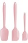 Silicone Spatula Set, 3-Piece Kitchen Utensils, Heat-Resistant Dough Scraper, Pink