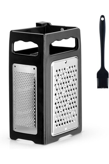 Cheese Grater, 4 Sided Hand Held Foldable Box Grater with Container Stainless Steel Handheld Grater