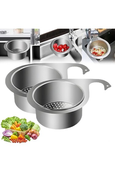 TERRIFI Stainless Steel Swan Sink Strainer Basket, Side Kitchen Sink Drain Basket, Multifunctional