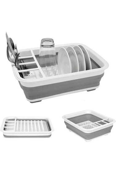 Fafcitvz Collapsible Dish Drying Rack Portable Dish Drainer Dinnerware Organizer for Kitchen RV Cam