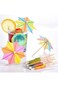 Cake Umbrellas, Bamboo Party Paper Umbrella, Beverage and Food Decorations Sticks, Multicolor Tropi