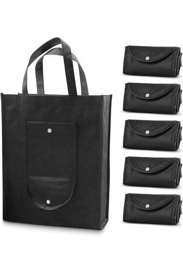 أكياس التسوق القابلة لإعادة الاستخدام من أزوني، 5 أكياس قابلة للطي، متينة وشديدة التحمل مع وزن