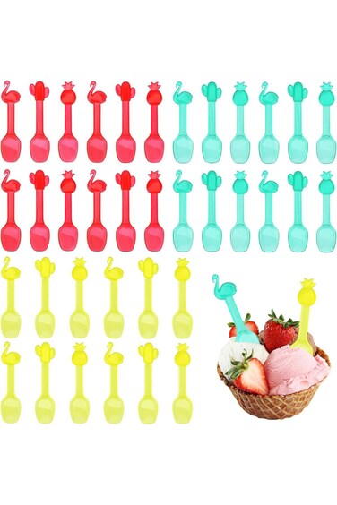 Small Plastic Spoons for Kids, Reusable Plastic Spoons Party, 36Pcs