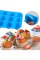 Muffin Tray Silicone,12-Cup Non-Stick Cupcake Mold for Baking &amp; Freezing (Blue)