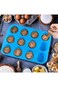 Muffin Tray Silicone,12-Cup Non-Stick Cupcake Mold for Baking &amp; Freezing (Blue)