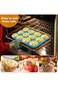 Muffin Tray Silicone,12-Cup Non-Stick Cupcake Mold for Baking &amp; Freezing (Blue)