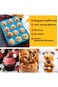 Muffin Tray Silicone,12-Cup Non-Stick Cupcake Mold for Baking &amp; Freezing (Blue)