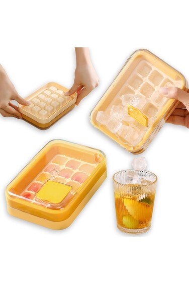 EYSOO Ice Cube Trays 15 Grids Ice Trays for Freezer Easy Release BPA-free Ice Cube Molds (Yellow)