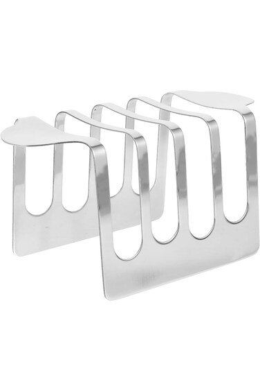 Tazweeq Stainless Steel Toast Rack, 4 Slice, Toast Bread Slice Holder with Two Handles, Bread Rack
