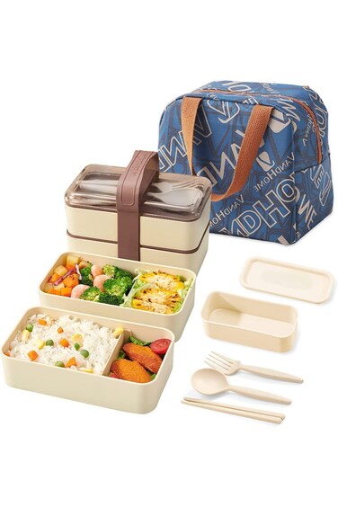 U HOOME Lunch Bento Box with Bag,Japanese Lunch Box with Utensils Microwave Safe for Adults Kids, S