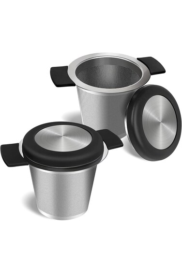 ALMEKAQUZ Large Tea Strainer 2PCS, Fine Mesh Tea Infusers for Loose Tea Stainless Steel Tea Steeper