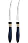 Tramontina Cor&amp;Cor 2 Pieces Tomato Knife Set with Stainless Steel Blade and Dark Blue Polypropylene