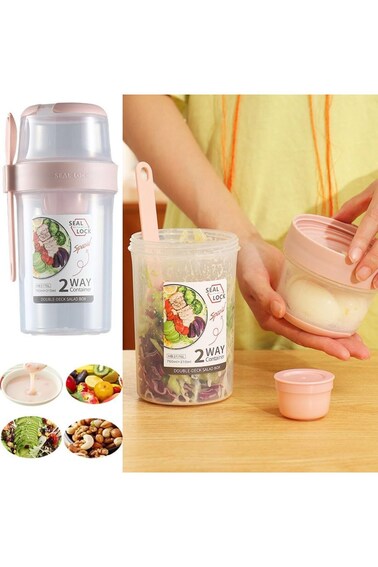 Glass Cereal Cup with Airtight Lid and Spoon, Portable Overnight Oats Container Glass Yoghurt Cup w