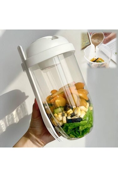 Plastic Salad Cup Salad Shaker Container with Fork and Lids,Salad Bowls Salad Dressing Holder, Sala