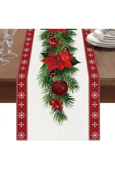 Joyzzz Table Runner, 13 x 72 Inch Red Table Runner, Farmhouse Kitchen Decor, Decor Dining Table Run