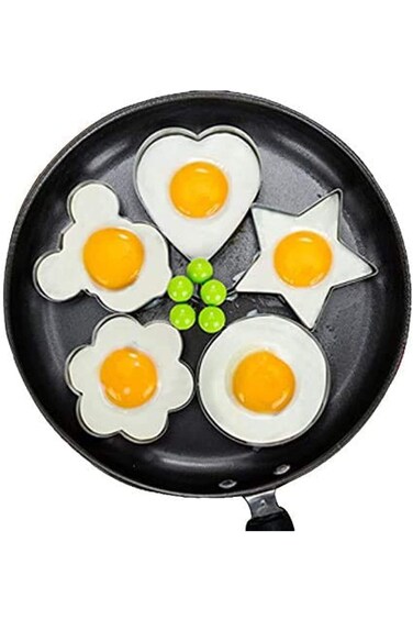 Set Fried Egg Rings Mold Non Stick for Griddle Pan, Egg Shaper Pancake Maker with Handle, Stainless