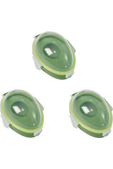 Avocado Fresh, Avocado Keeper 3 Pieces Reusable individual Avocado Storage Container (Green)