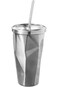 MOTIM Diamond Design Stainless Steel Double Wall Tumbler With Straw And Lid Silver 10.2x10.2x18cent