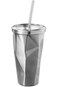 MOTIM Diamond Design Stainless Steel Double Wall Tumbler With Straw And Lid Silver 10.2x10.2x18cent