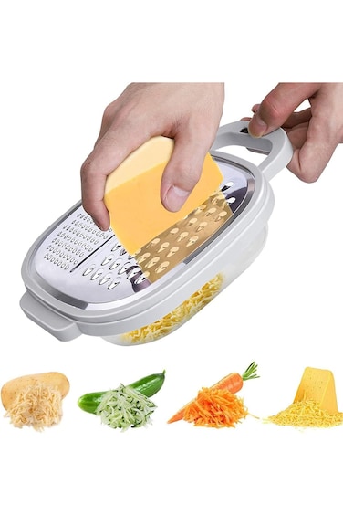 Khazna Cheese Grater with Container, Stainless Steel Vegetable Chopper Ginger Shredder for Kitchen