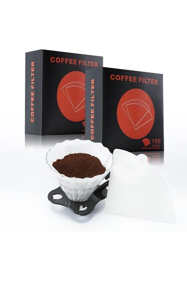 مرشحات القهوة المخروطية اليابانية من Merbella، ورق V60 - أبيض طبيعي غير مبيض - ألياف خشبية مستدامة -