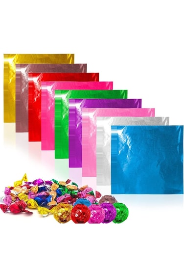 واقي من الشمس، 900 قطعة من أغلفة حلوى الشوكولاتة، 9 ألوان من ورق الألومنيوم، حلوى طعام ورقية، طعام