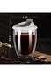 Durku Double Wall Glass Coffee Mug, Glass Coffee Cup with Silicone Lid Insulated Coffee Mug, High B