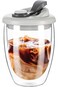 Durku Double Wall Glass Coffee Mug, Glass Coffee Cup with Silicone Lid Insulated Coffee Mug, High B