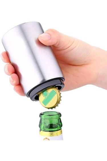 WinCheer Auto Bottle Opener, Magnetic Automatic Beer Cap Remover Stainless Steel Push Down Beer Ope