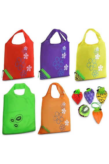 5 Pcs Cute Reusable Shopping Bags for Groceries, Foldable Shopping Bag Smart Grocery Bag Grocery To