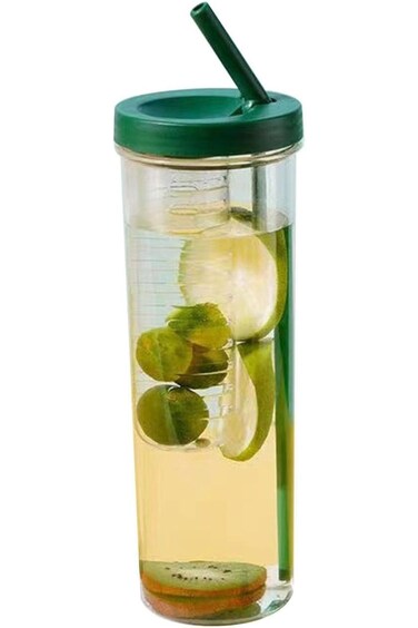 Tazweeq 700ml Fruit Infuser Water Bottle, Large Capacity Juice Cup with Straw, BPA Free Portable Pl