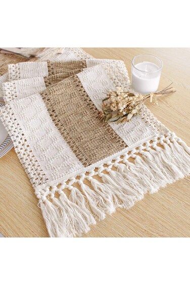 FEXIA Boho Table Runner for Summer Home Decor with Tassels 72 Inches Long Farmhouse Rustic Table Ru