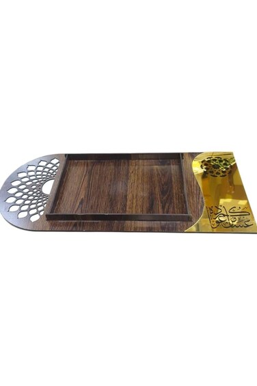 Arabic Calligraphy Decorative Display Stand, white acrylic Tray with Wooden Beads, welcome Modern H