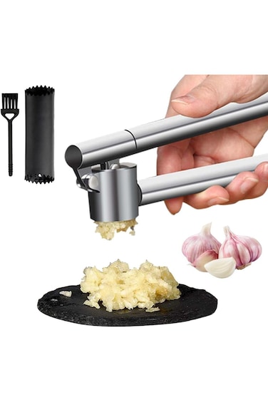 مفرمة ثوم من أرابيست، مجموعة هرس الثوم ومقشرة من الفولاذ المقاوم للصدأ 304، أطول، قابلة للفصل، ثقيلة